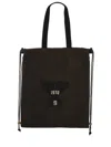 Y's Appliqué Drawstring Tote Bag In Black
