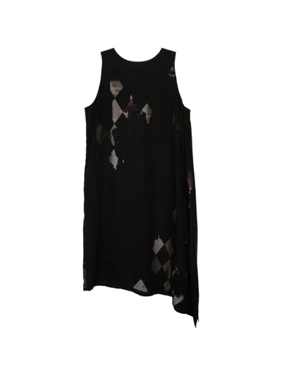 Y's Argyle-print Asymmetric Dress In Black