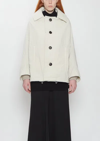 Y's Arranged Padded Taslan Oxford Coat In Off White