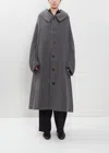 Y's Arranged Sleeve Wool Mosser Coat In Grey