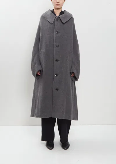 Y's Arranged Sleeve Wool Mosser Coat In Grey