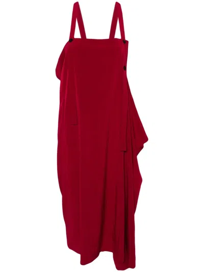 Y's Asymmetric Cami Dress In Red