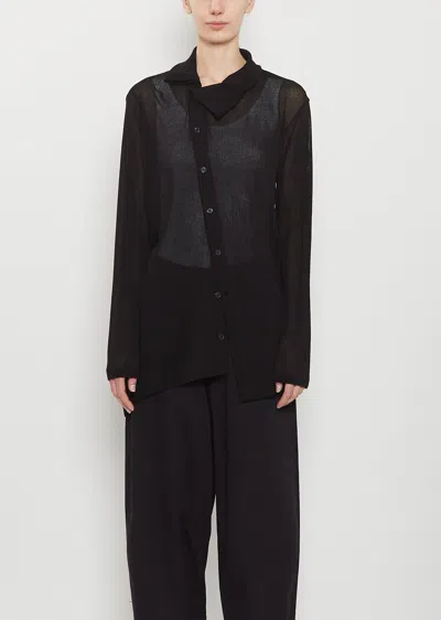 Y's Asymmetric Cardigan With Collar In Black