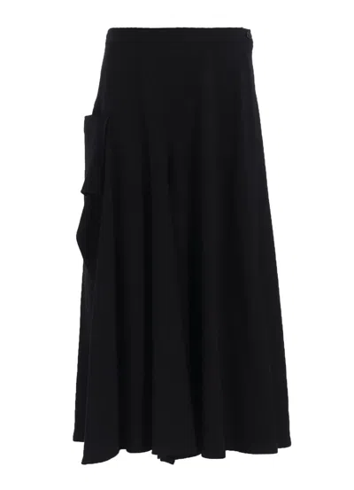 Y's Asymmetric Combed Fleece Skirt In Blue
