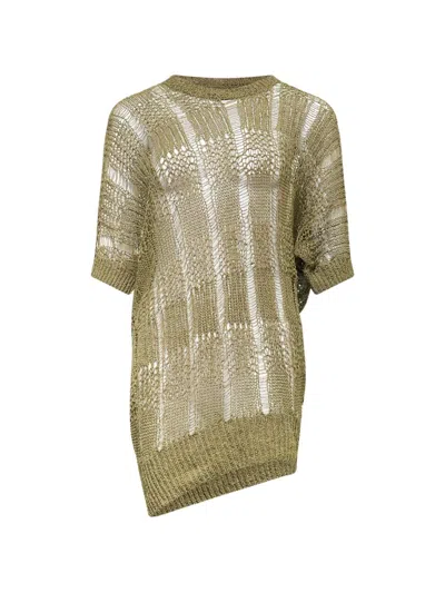 Y's Asymmetric Drape Pullover In Green