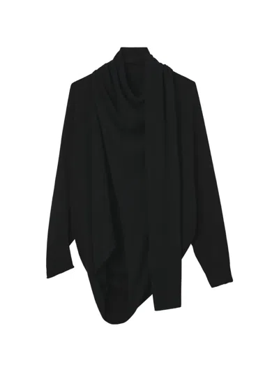 Y's Asymmetric Draped Cardigan In Black