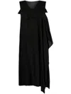 Y's Asymmetric Draped Midi Dress In Black
