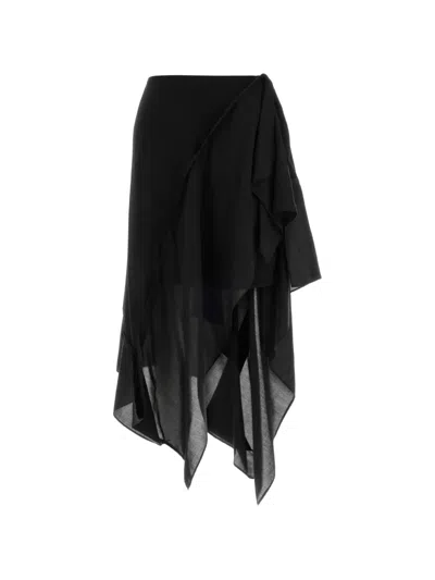Y's Asymmetric Draped Skirt In Black