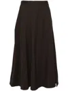 Y's Decorative-stitching Midi Skirt In Brown