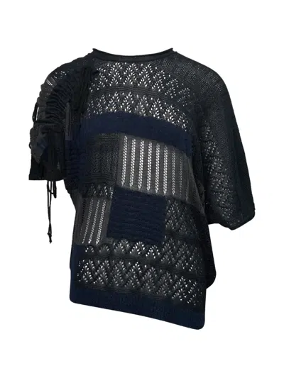 Y's Asymmetric Gathered Sweater In Black