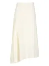 Y's Flowing White Linen Blend Skirt In Neutral