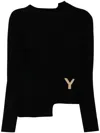 Y's Asymmetrischer Pullover In Schwarz