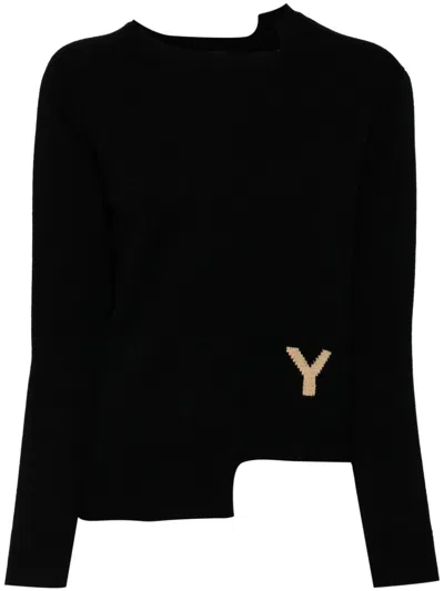 Y's Asymmetrischer Pullover In Schwarz