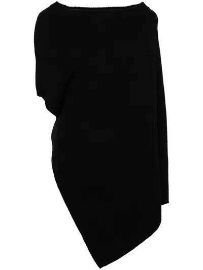 Y's Asymmetric Knitted Top In Black