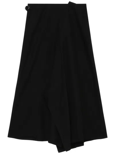 Y's Asymmetric Midi Skirt In Black