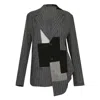 Y's Pinstriped Patchwork Blazer In Gray