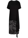 Y's Asymmetric Polka-dot Detailed Dress In Schwarz