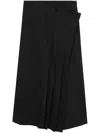 Y's Asymmetric Poplin Midi Skirt In Black