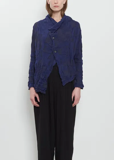 Y's Asymmetrical Cotton Knit Cardigan In Blue