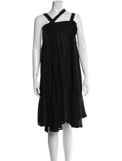 Pre-owned Y's Asymmetrical Midi Length Dress In Black