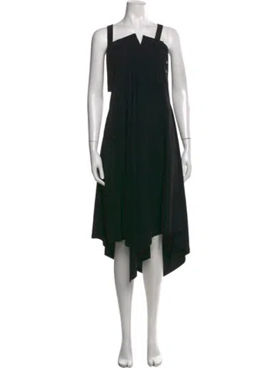 Pre-owned Y's Asymmetrical Midi Length Dress In Black