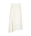 Y's Flowing White Linen Blend Skirt In White