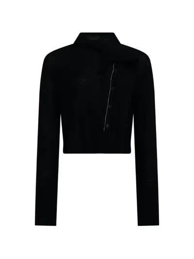 Y's Asymmetric-fastening Cardigan In Black