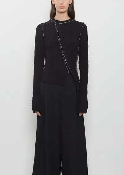 Y's Asymmetry Cotton Cardigan In Black