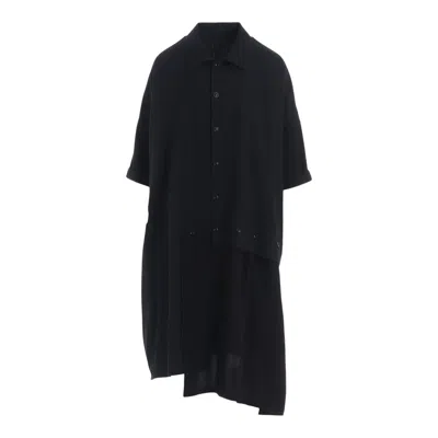 Y's Asymmetry Half Sleeve Dress In Black