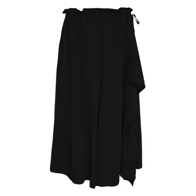 Y's Balloon Draped Midi Skirt In Black
