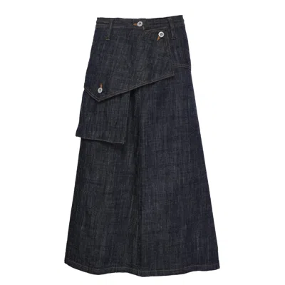 Y's Big Flap Skirt In Blue