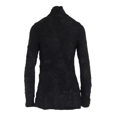 Y's Big Flower Wrinkled Knit Jacket In Blue