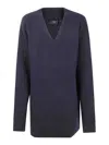 Y's Ribbed Wool Long Sweater In Multi