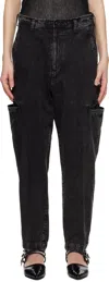Y's Black 8oz Bleached Denim Tapered Jeans In 2 Black