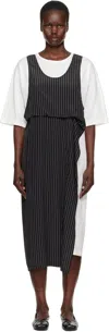 Y's Black & White N-set In Half Sleeve Midi Dress In 1 Off White