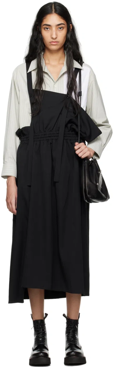 Y's Black Asymmetric Midi Dress In 1 Black