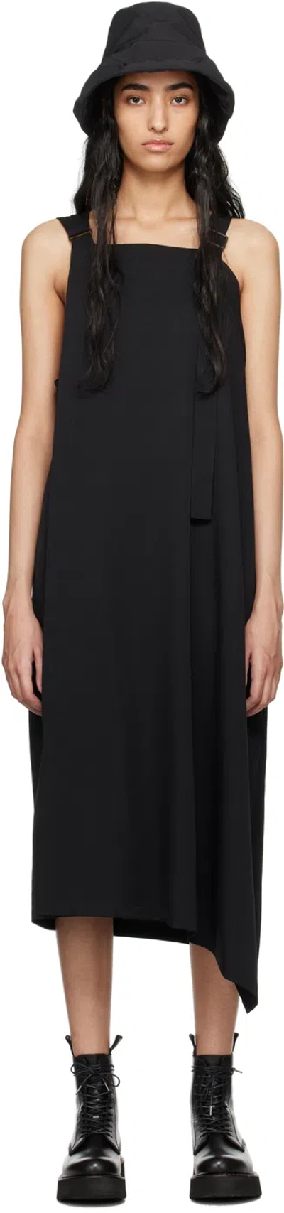 Y's Black Asymmetric Midi Dress In 1 Black