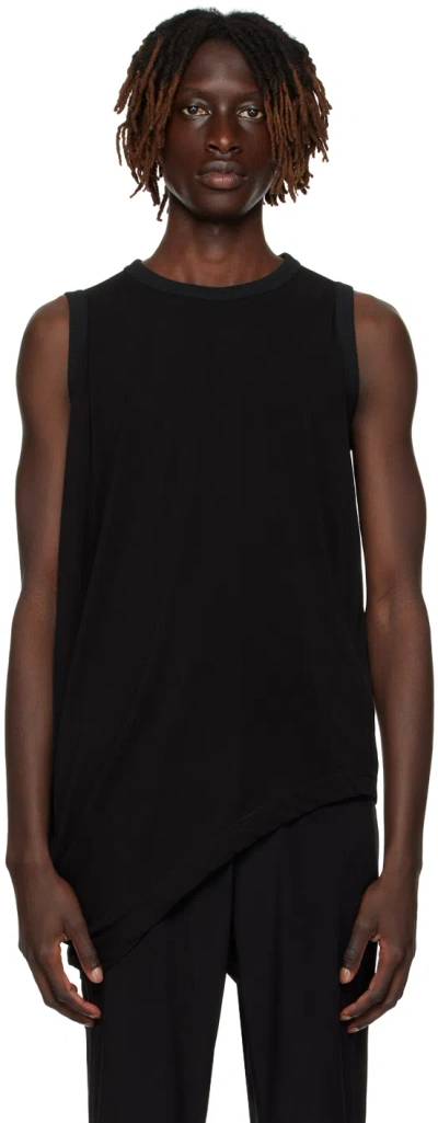 Y's Black Asymmetric Tank Top In 1 Black
