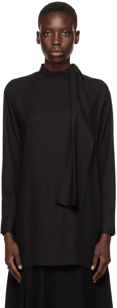 Y's Black Back Tie Blouse In 2 Black