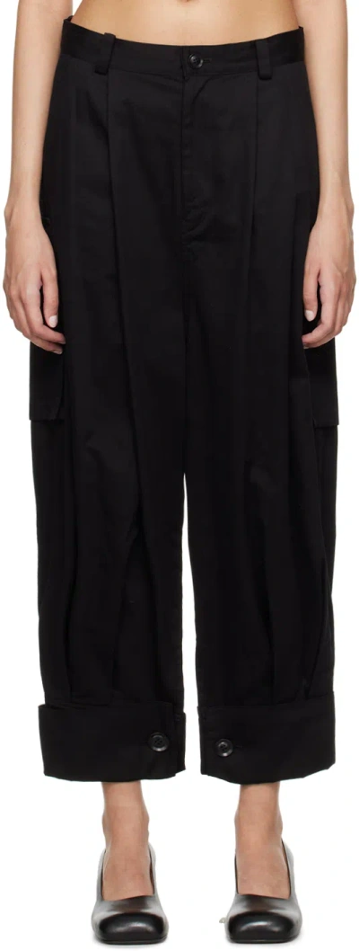Y's Black Bellows Pocket Trousers In 3 Black