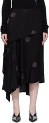 Y's Black Butterfly-print Twill Midi Skirt In Black