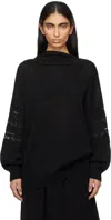 Y's Black Crochet Long Sleeve Sweater In 2 Black