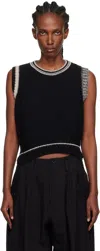 Y's Black Design Knit Sweater In Black