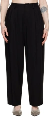 Y'S BLACK DOUBLE TUCKED TROUSERS