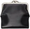 Y'S BLACK GLOSSY SMOOTH LEATHER CLASP WALLET