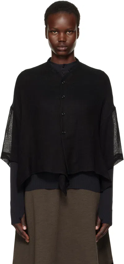 Y's Black Half Sleeve Box Shirt In 3 Black