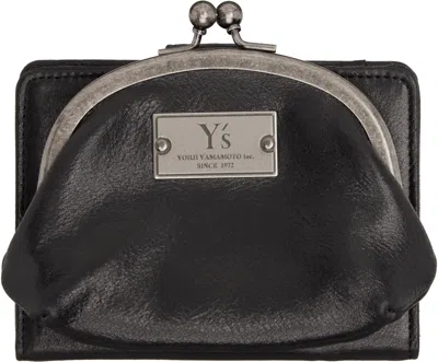 Y's Black Leather Metal Clasp Wallet