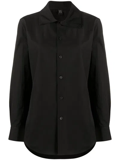 Y's Black Plain Shirt In Black  