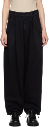 Y's Black Pleated Jeans In 2 Black