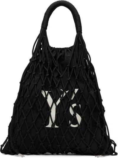 Y's Black Polyester Cord Logo Knit Tote In 2 Black